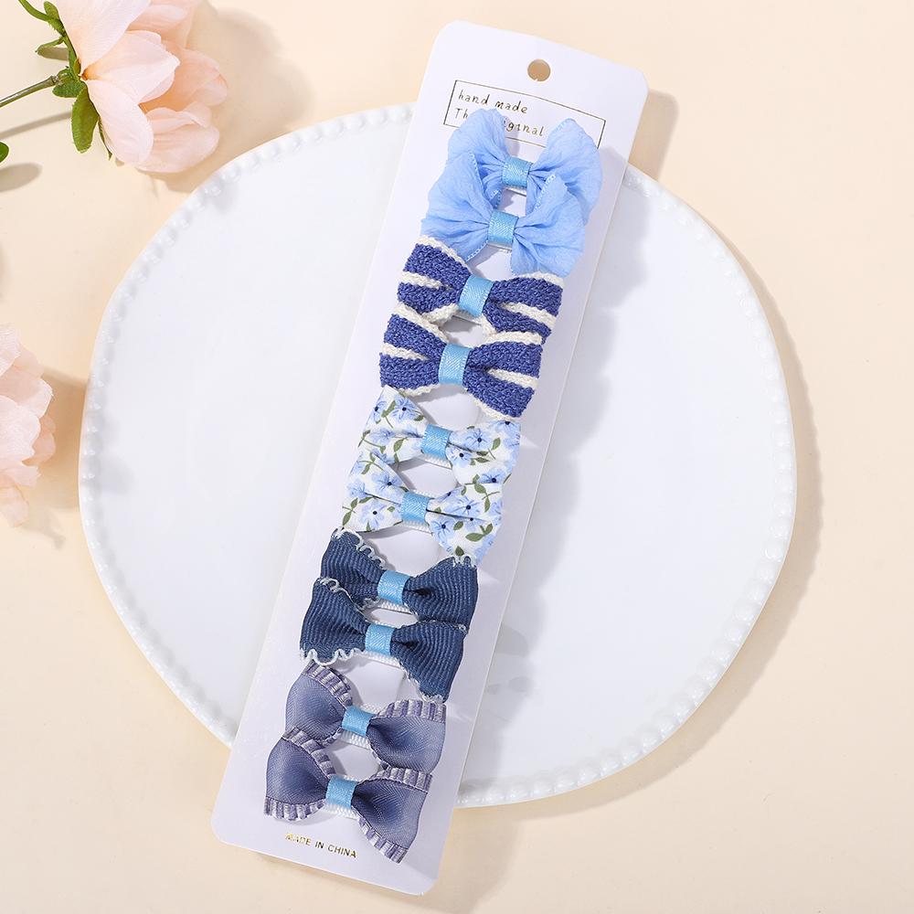 RAINBOW BOWS 10Pcs/set Handmade Fabric Printed Barrette Boutique Mini Bangs Bow Hair Clip Ins Daisy Hairgripes Spring Style