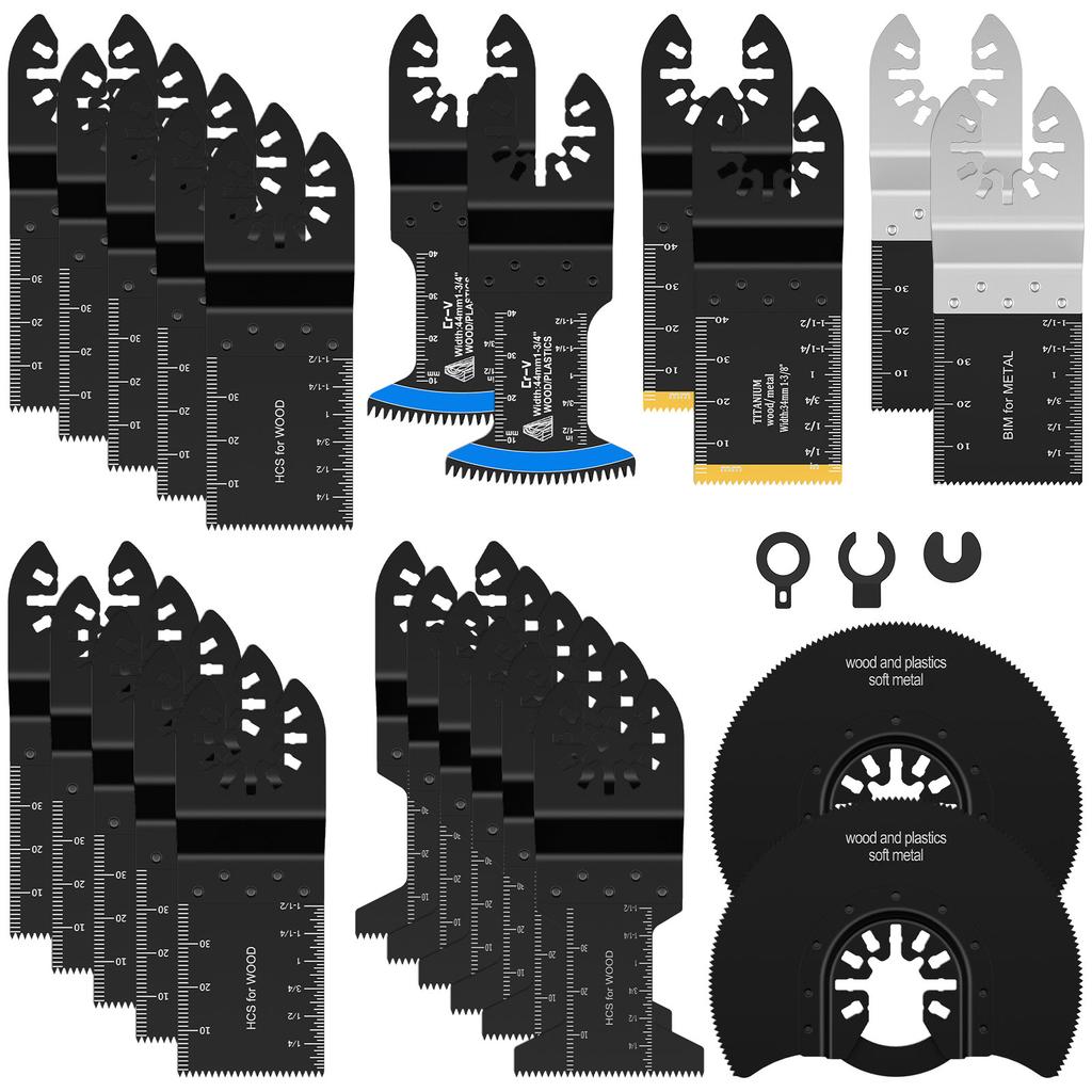 8/24 Pcs Multitool Oscillating Blade Universal Oscillating Saw Blade Set Titanium Bimetal Precision Tooth Blade Cutting Wood PVC
