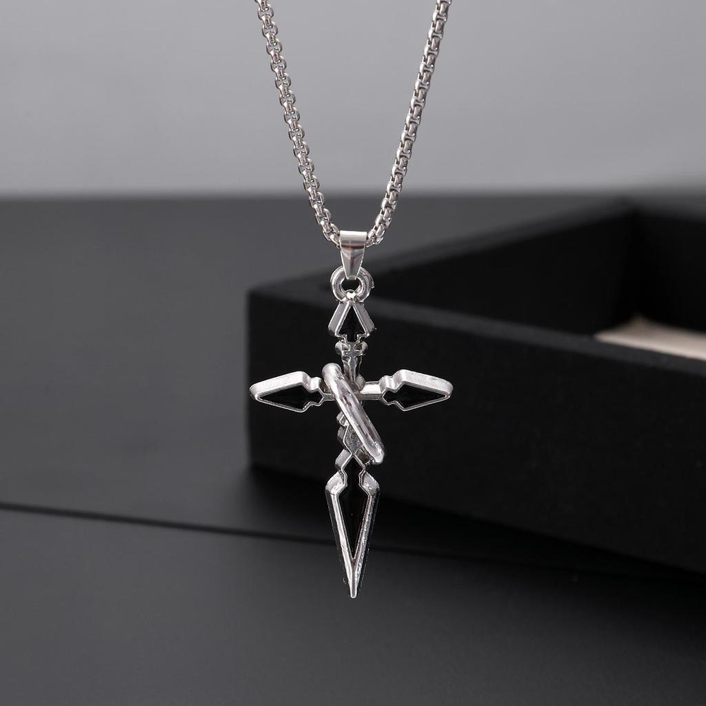 Punk Rivet Cross Clavicle Chain Choker Necklace for Men & Women