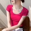 230g Pure Cotton Short-sleeved T-shirt for Women In Summer New Solid Color Round Neck Versatile Simple Base Shirt Korean Women's Clothing