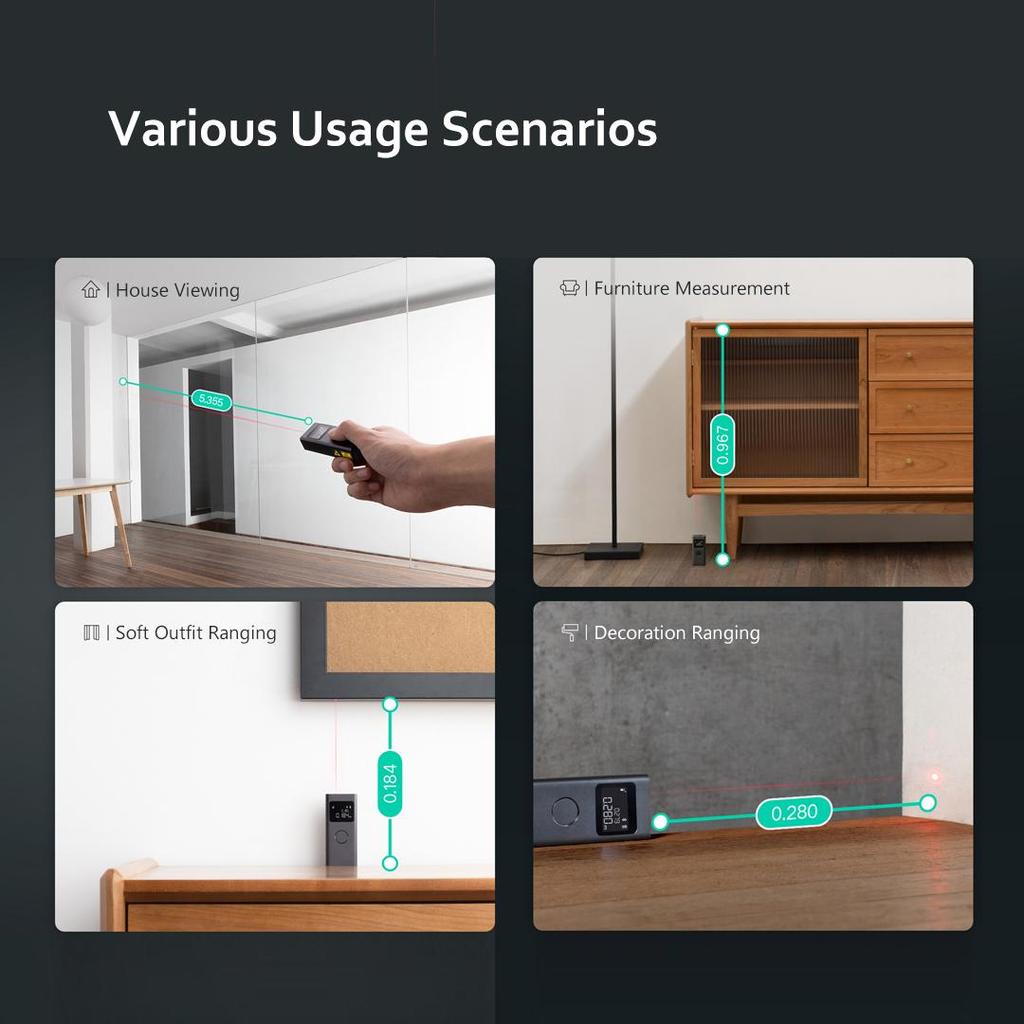 Умный лазерный дальномер Xiaomi Mijia, рулетка, цифровой дальномер, профессиональное хранилище данных, работает для приложения Mijia