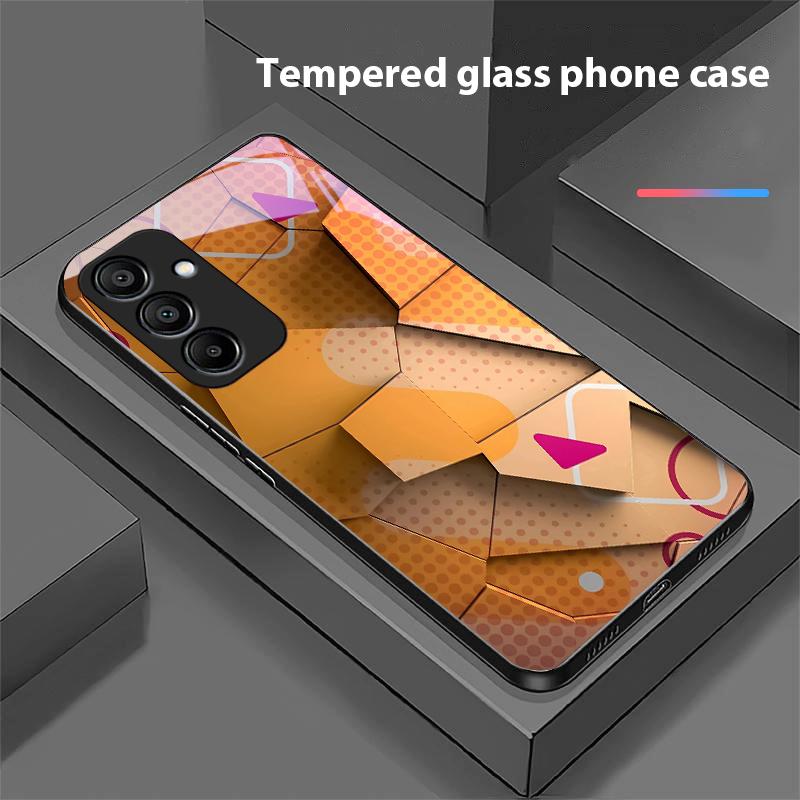 Геометрический узор для Samsung Galaxy A15 5G 54 4G 51 50 24 35 90 71 12 51 53 52S 80 22 34 Черный чехол для телефона из закаленного стекла