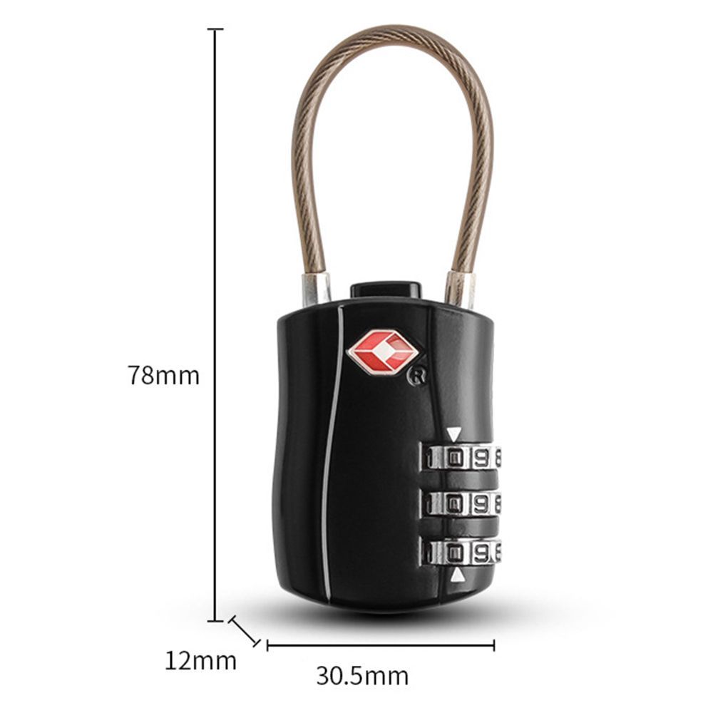Lock Portable Padlock with Steel Cable Customs Code Lock Smart Combination Lock TSA Customs Lock