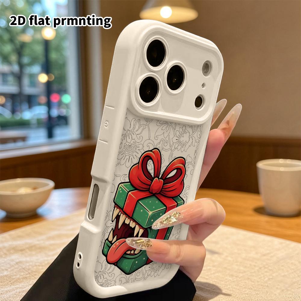 Phone Case: 2D flat design suitable for iPhone 18 17 16 15 14 13 Pro protective case, unisex, monster gift box, Christmas and Halloween gifts