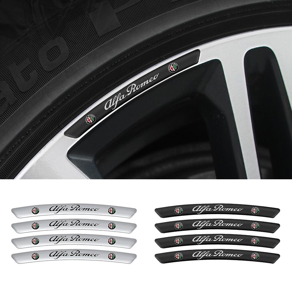 MVGJX1 4pcs 3D Aluminum Car Wheel Rim Stickers Emblem Decoration Decal For Alfa Romeo Giulia 159 Giulietta Mito 147 Stelvio Accessories