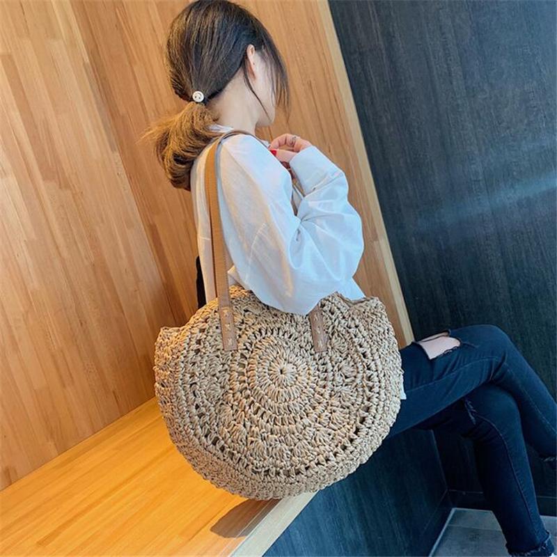 Beach Bags for Women Big Straw Handbag Hollow Flower Designer Female Shoulder Bag