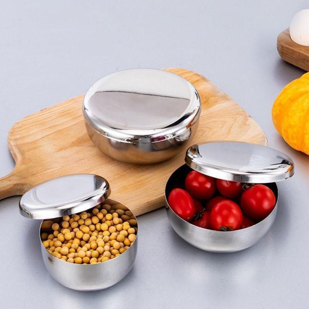 Round Korean Stainless Steel Bowl Single Layer Children Bowl Tableware Rice Bowl Kimchee