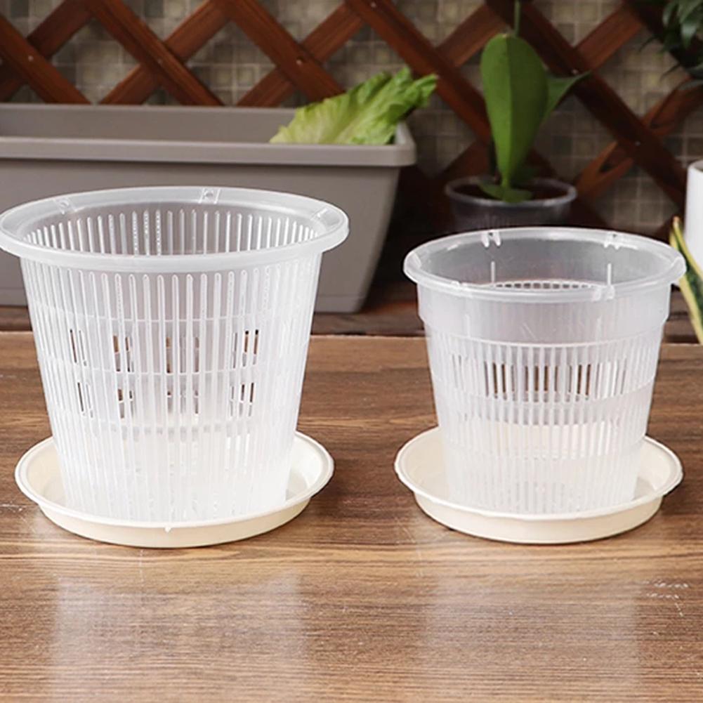 Transparent Plastic Flower Pot Root-controlled Orchid Planting Pot with Stomata Grow Box Nursery Transplant Pots