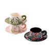 Linglong Flower Coffee Cup And Plate Set High Value Ceramic Original Watercolor Painting Fashion Ceramic Coffee Cup And Plate