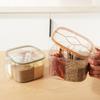 Multi-Grid Salt Seasoning Box With Spoons And Sealed Lid Transparent Spice Jar Chili Powder Sugar Bowl Moisture-Proof Container