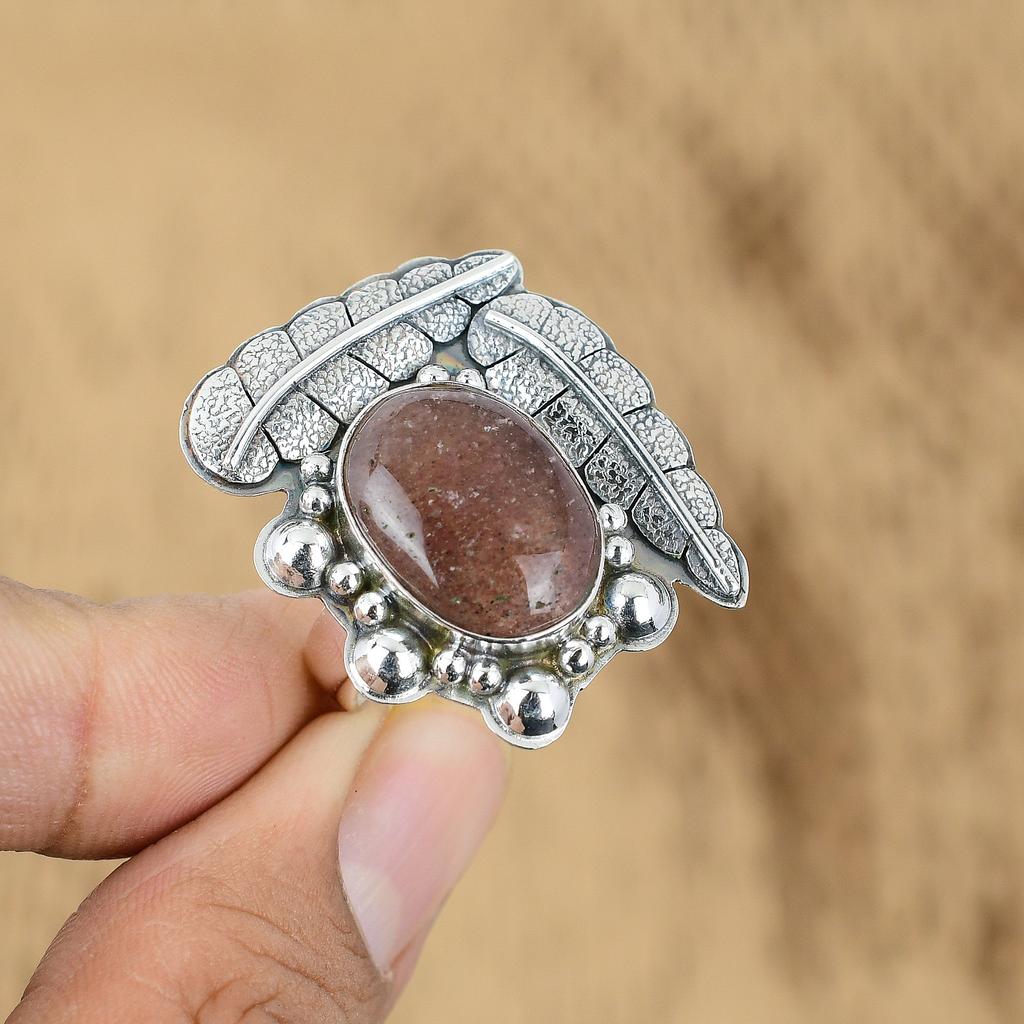 Gift For Her 925 Silver Natural Sunstone Gemstone Stackable Adjustable Ring