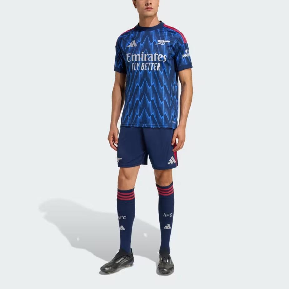 Adidas Arsenal Fan Version 25/26 Season Away Brand Logo Striped Moisture-Wicking Football Shorts Men Shorts JI9512