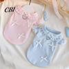 Sweet Style Pet Apparel Cute Girl Dog T-Shirt, Lace Trim Shirt with Bowknots, T-Shirt Short Flying Sleeves, Summer Female Outfit for Small Dogs Bow