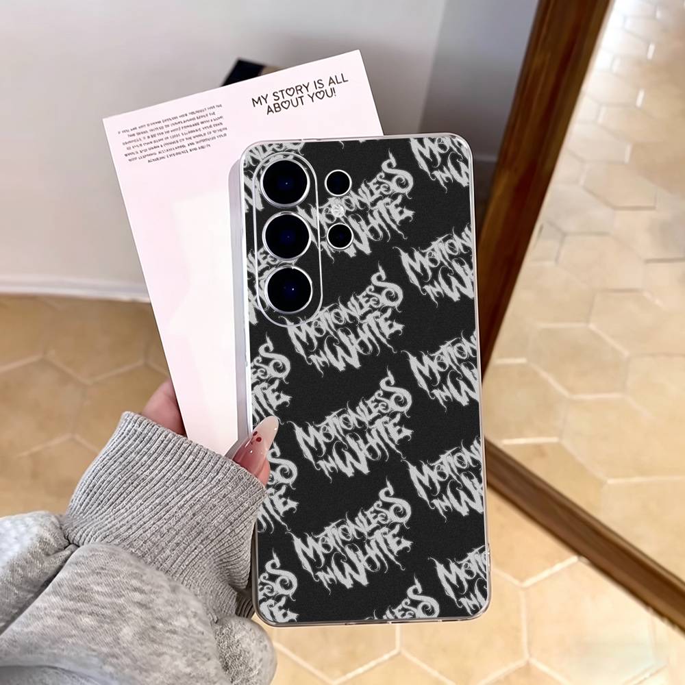 M-Неподвижный в W-Белой Полосе Чехол для Телефона Для Samsung S25,S24,S21,S22,S23,S30,Ultra,S20,Plus,Fe,Note,10,9,5G Прозрачная Крышка