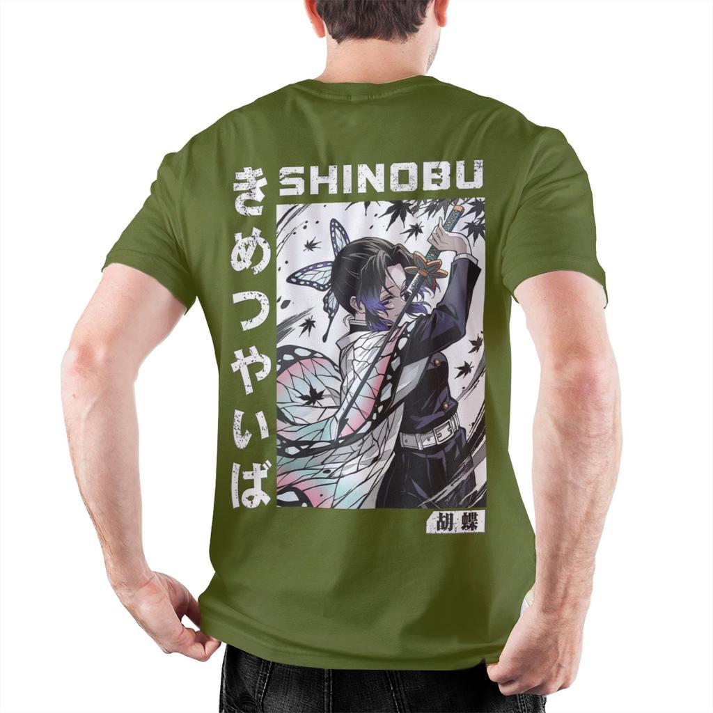 Men Demons Slayers Kocho Shinobu Inked Slashes T Shirt Pure Cotton Tops Funny Short Sleeve Crewneck Tees Plus Size TShirt
