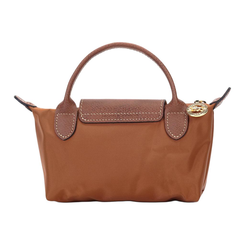 New LONGCHAMP Le Pliage Canvas With Leather Makeup Bag, Dumpling Bag, Clutch Handbag Women's Brandy 34175089504