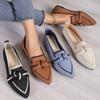 Women Pointed Toe Flat Shoes Solid Color Knitted Slip On Shoes New Casual Breathable Office Flats Women Flat Shoes Loafers Women