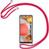 Case For Samsung A42 (6.6") TPU Fine Transparent Protection With Red Cord Necklace
