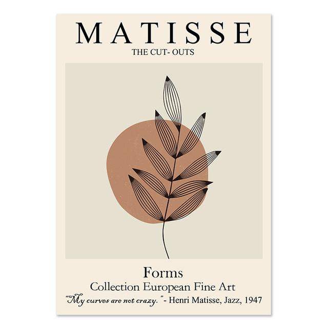 Abstract Matisse Line Face Coral Leaves Wall Art Canvas Painting Nordic Posters Prints Wall Pictures For Living Room Home Decor