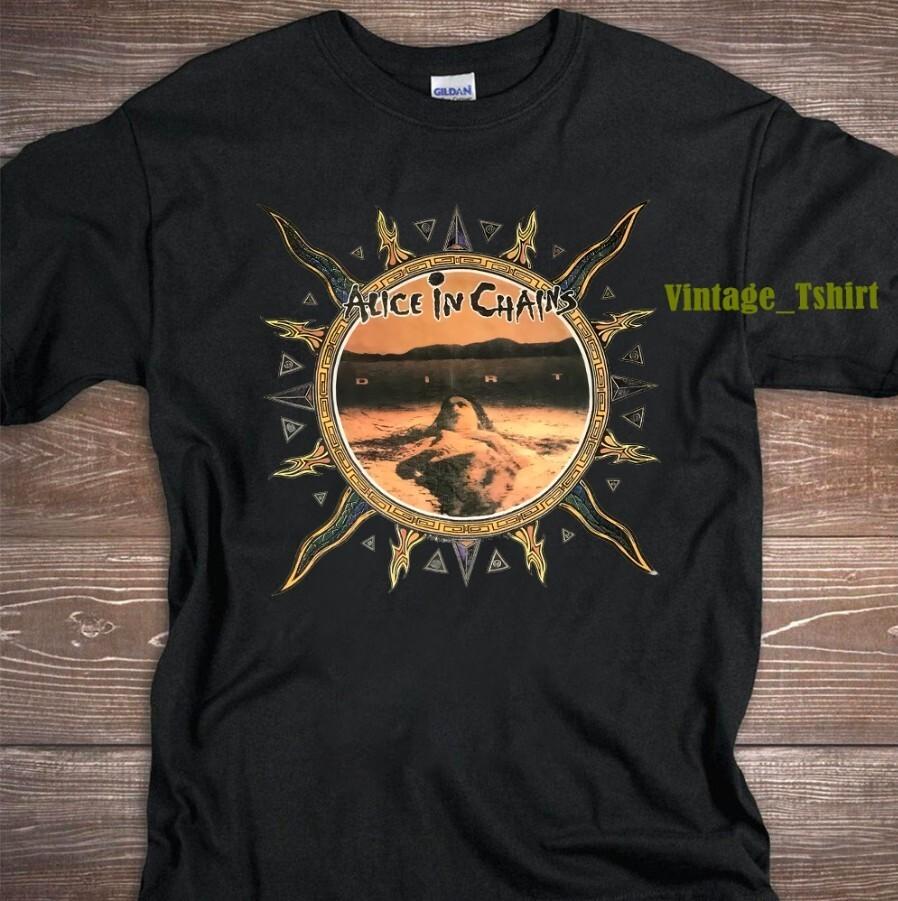 Vintage 1992 Alice In Chains Dirt Tour Concert T-Shirt Tops Tees Men's Women's Black