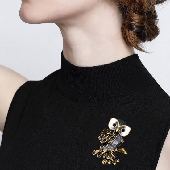 Женская брошь с инкрустацией стразами в виде совы, булавка для одежды, украшения, подарки