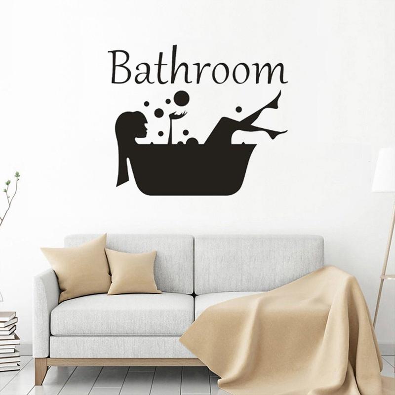 Detachable Girl and Woman Bathroom Sticker Art Wash Room Decorative Wall Decal Wall AVE