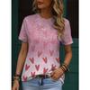 Summer Round Neck 3D Love Print T-shirts Fashionable Casual Short Sleeved Women's T-shirts
