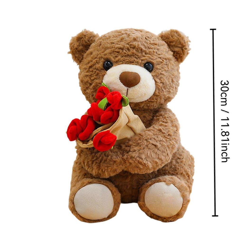 Cute Teddy Bear Plush Toy Holding A Red Rose, Adorable Stuffed Animal Gift For Girlfriend, Valentine’S Day, Mother’S Day, And Romantic Occasions