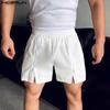 Men Elastic Waist Zipper Split Shorts Sport Homewear Mini Pants