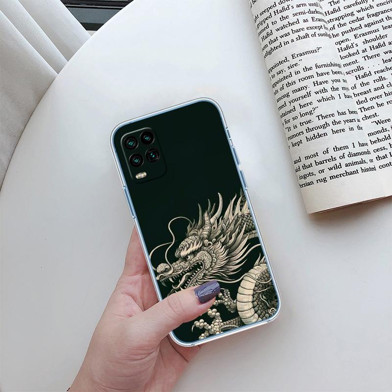 QE7 Chinese Dragon Transparent Phone Case for Samsung Galaxy A04 A04S A14 A23 A34 A54 M23 M33 M52 M53