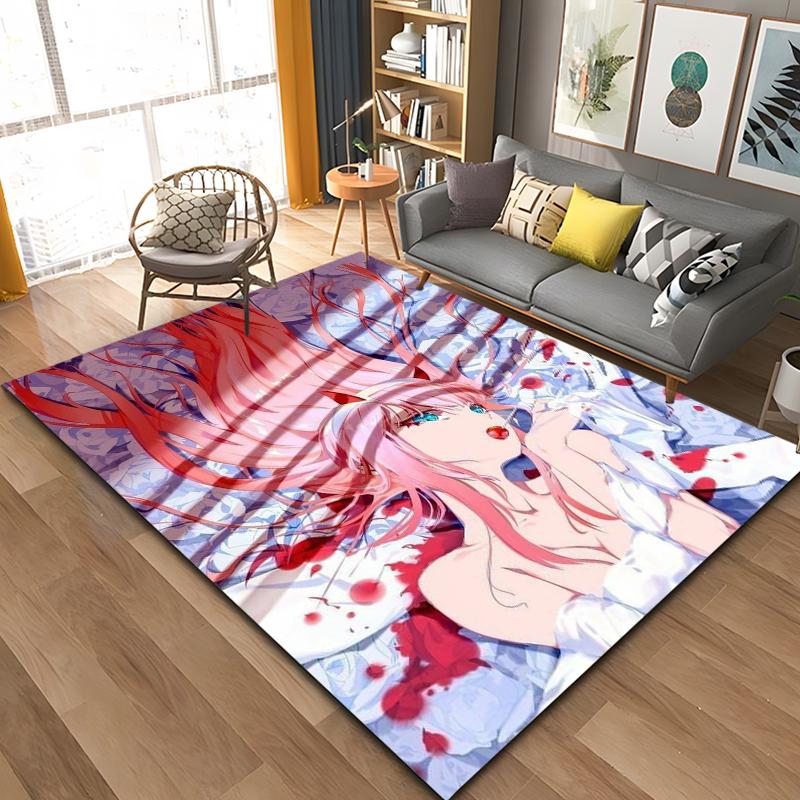 Ковер с изображением Зеро-Ту из аниме DARLING In The FRANXX, Ковер для гостиной, спальни, дивана, Придверный коврик, Декорация, Детский нескользящий коврик для пола