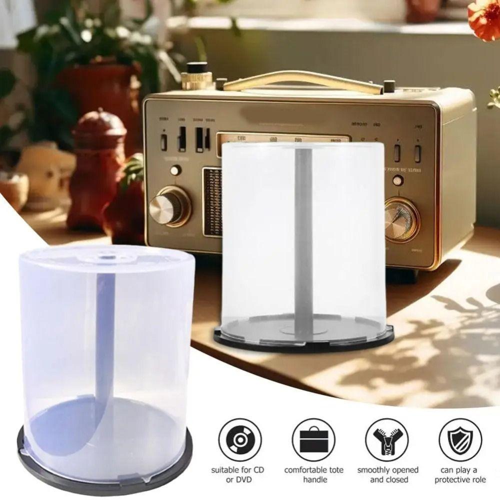 Clear Plastic DVD Storage Bucket Holds 100 Discs Disc Organizer Portable CD Storage Bucket  Home