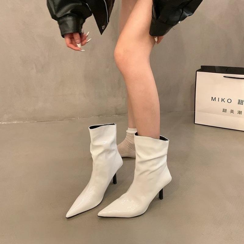Fashion Autumn Winter New Womens Ankle Boots Fashion 2024 High Quality Solid Color Pointed Toe Outdoors Women's Stiletto Boots