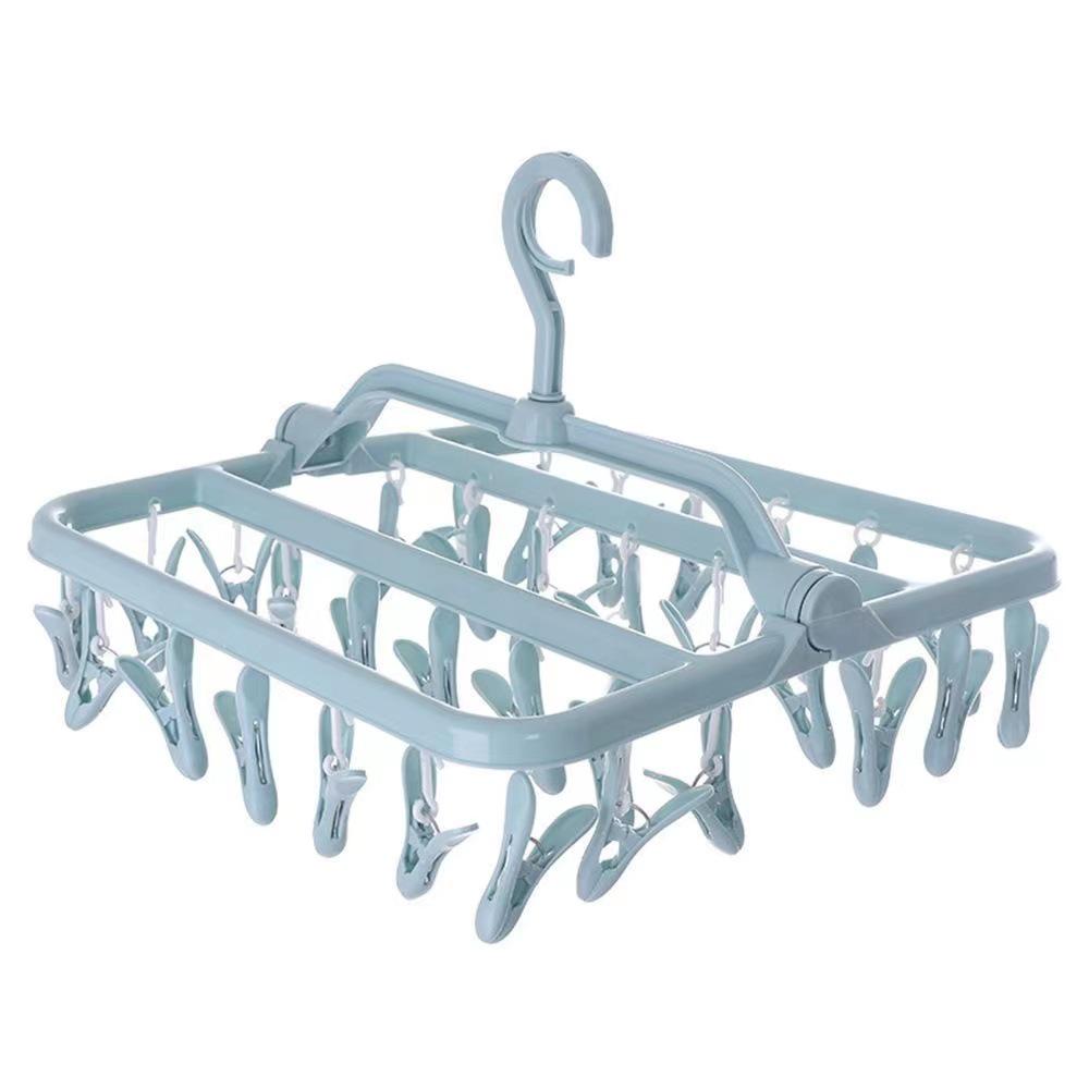 Складная вешалка для одежды с 32 прищепками - Квадратная многоголовая, из утолщенного пластика для сушки нижнего белья и носков