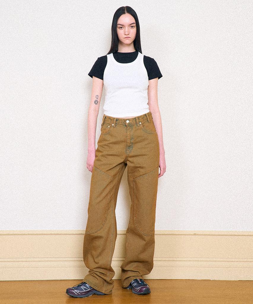 PARTIMENTO WOMEN Double Knee Jeans_Washed Beige