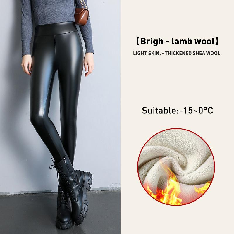 Осень-зима, черные флисовые матовые кожаные леггинсы из искусственной кожи, женские брюки с высокой талией, эластичные брюки с подтяжкой ягодиц, узкие леггинсы, брюки