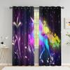Шторы с летающим единорогом для гостиной, волшебный замок, детская комната, шторы для мальчика, радужное небо со звездами, оконная занавеска с высоким затенением