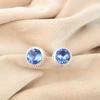 Natural Tanzanite Gemstone 925 Fine Silver Jewelry Handmade Stud Earrings 0.53" EE-147-7
