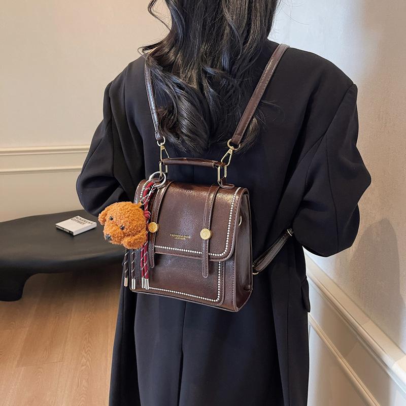 Niche Design Bag Women 2025 New Contrasting Color Portable Backpack Retro Versatile Travel Backpack