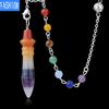 European and American Popular Seven Color Round Semi Gem Rainbow Pendant Chakra Spirit Pendulum Chain