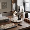 Creative Girl And Cat Statue 3D Printed Lotus Cat Sculpture Collection Desktop Ornaments  Home