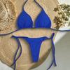 2 Pcs/Set Ladies Triangle Bikini Halter Neck Swimwear with Chest Pads Lace-up Thong Swimsuit Sexy Beachwear Bathing Suit for Beach Vacation