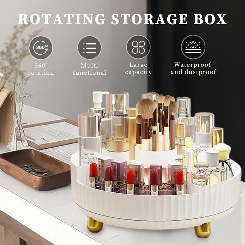 Вращающийся на 360° держатель для кистей для макияжа, настольный ящик для хранения, роскошный органайзер для макияжа, помады, контейнер для макияжа, органайзер для туалетного столика