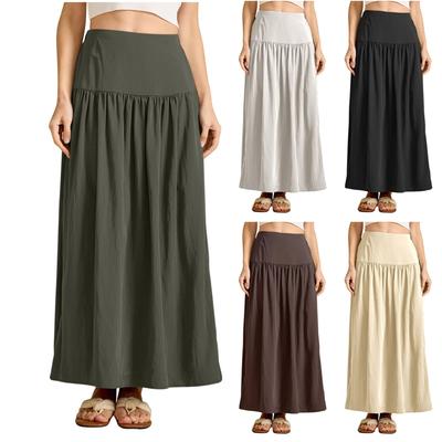 Женская модная однотонная свободная плиссированная юбка с карманами и высокой талией сзади