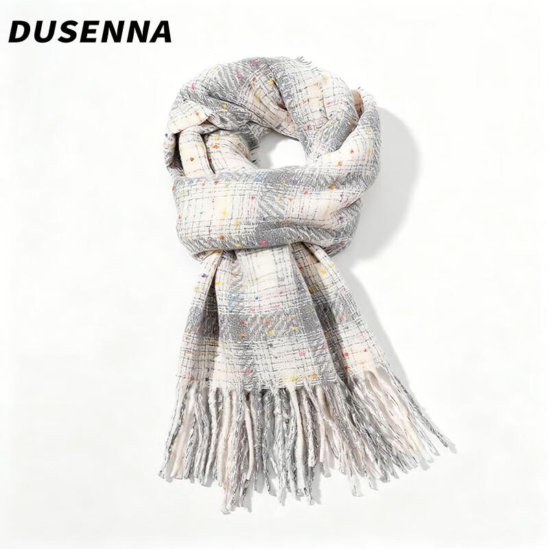 Dusenna Women's Plaid Tassel Scarf