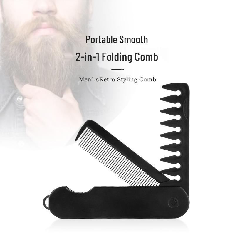 Men's and Women's Dual-Tooth Folding Comb: Wide-Tooth for Beards and Fine-Tooth for Hair Straightening and Styling.