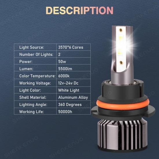 9007 LED Headlight Bulbs 6000K White for Ford F150 1992-2003 F250 1992 1993-2004