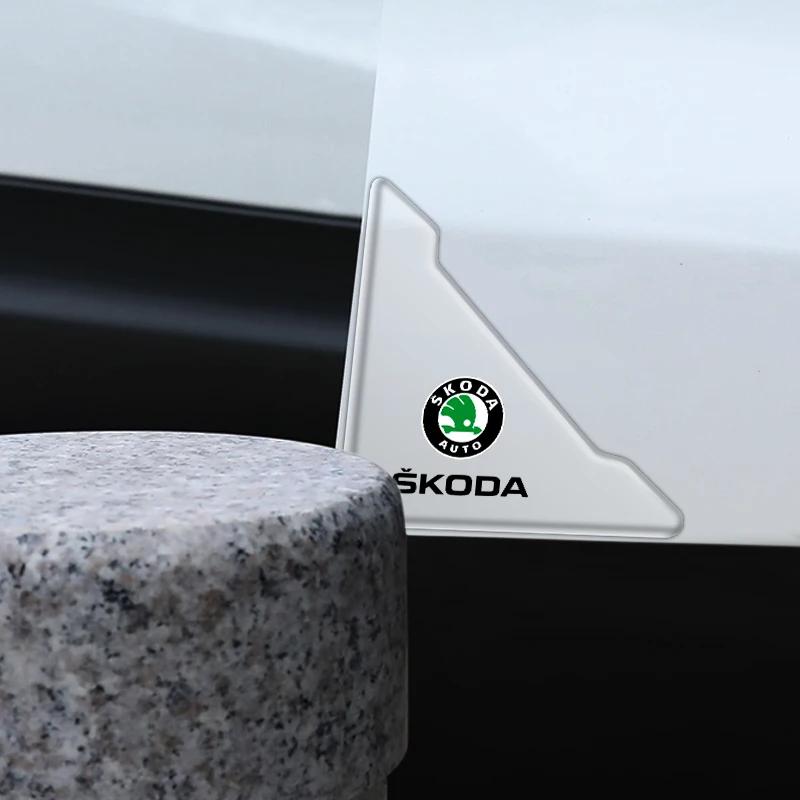 AAABO1 2pcs Car Door Corner Protection Sticker Anti-Collision Protector For Skoda Yeti VRIS Octavia a5 a7 Karoq Kamiq Fabia Kodiaq