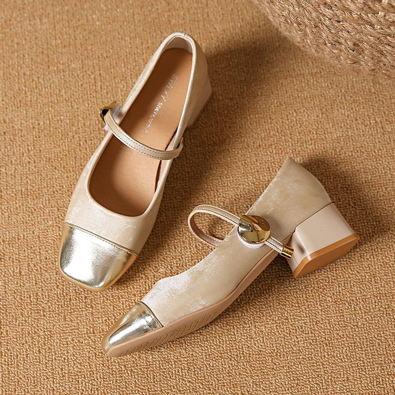 Fashion 2024 French Chunky Heels Women Spring Summer New Fashion Casual Mary Jane Shoes Ladies Sandals