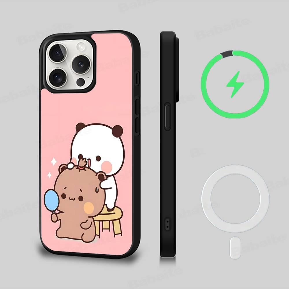 BUBU DUDU Мультяшный Матовый Магнитный Чехол Для Телефона Для IPhone 16 17 15 14 13 12 11 Для Magsafe Беспроводной Зарядки